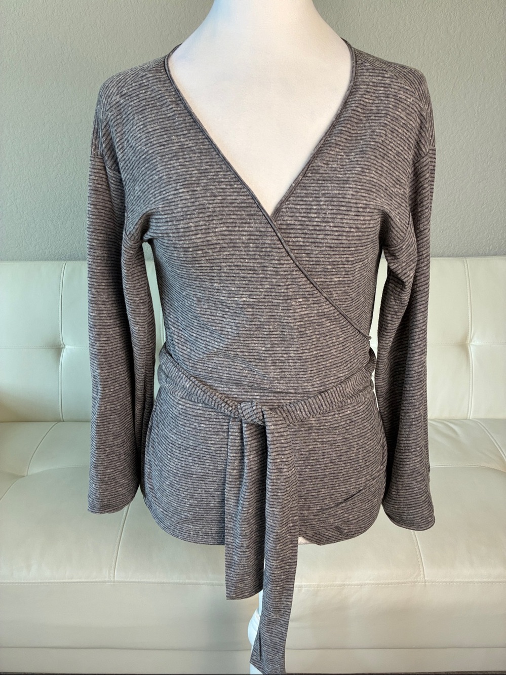 Gray Wrap Tie-Front Knit Cardigan by Lovestitch